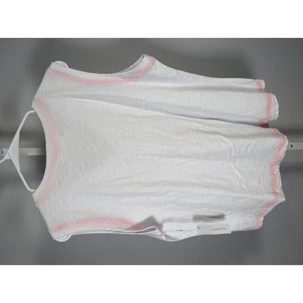 NWT Six/Fifty Women’s White Sleeveless V-Neck Tank Top Pink Trim Size XL - Picture 3 of 6